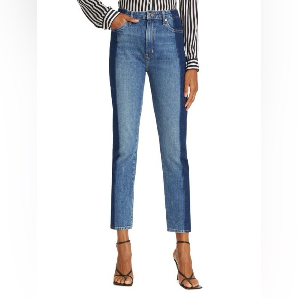 Derek Lam 10 Crosby Kate Colorblocked High Waist Straight Leg Jeans Sz 24